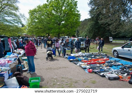 Ascot,England-May 5th,2015:Great Car Boots, Car boot organisers since 1995, specialising in Ascot with antiques and collectables and lots of genuine sellers/buyers from all over the country.