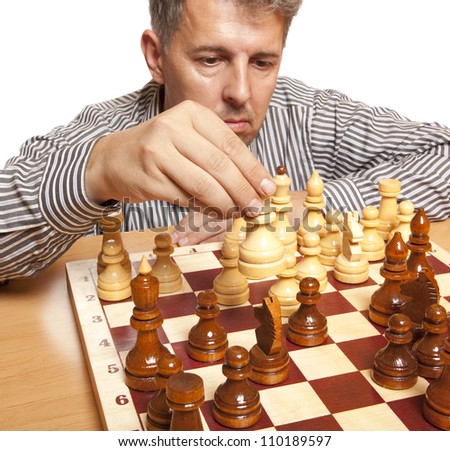 The chess player on a white background