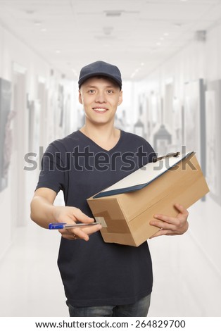 Man delivering package to homeowner