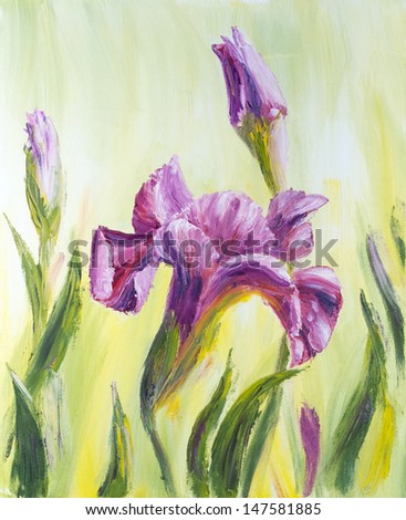 Irises, oil painting on canvas