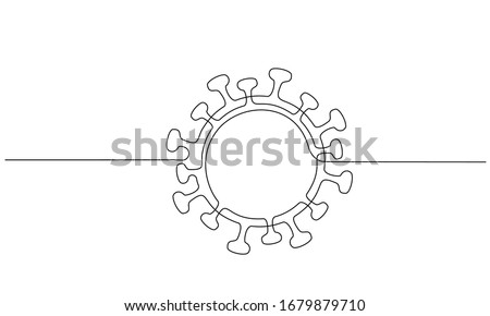 Continuous one line drawing. Vector Illustration COVID-19 symbol. Concept Coronavirus, virus silhouette on a white background.