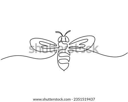 Decorative bee for farm logo identity. Continuous one line drawing of icon concept vector design graphic illustration