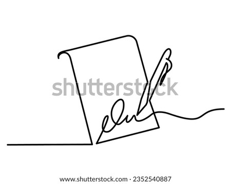 Last will and testament document on scroll outline icon. Holographic will, self-proved or notarial testament on scroll. Continuous one line drawing. Vector illustration