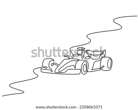 Formula F1 racing car. Continuous one line art drawing style. Minimalist black linear sketch isolated on white background. Vector illustration