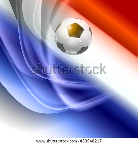 Football background with france flag colors. Vector illustration. Soccer 2016 championship card. Blue, red, white color background.