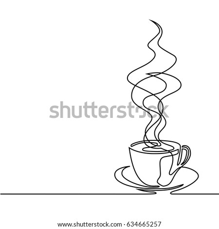 Continuous line drawing of cup of coffee. Vector illustration