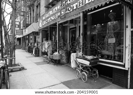NEW YORK, USA -  January 05,2006 : Clothing stores and articles used in the Lower East Side in Manhattan, New York - USA