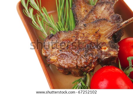 savory : roasted beef ribs with raw cherry tomatoes and fresh chives