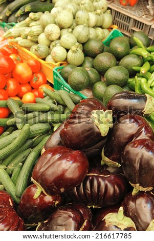 fresh raw taste new vegetables on asian market