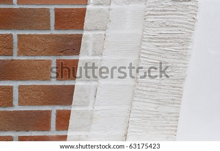 Sample of plastering layers at a house wall