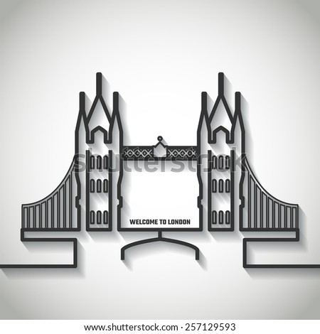 Vector Illustration of Tower bridge Icon Outline for Design, Website, Background, Banner. Travel Britain Landmark Element Template for Tourism Flyer