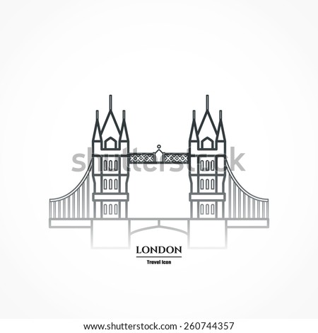 Vector Illustration of Tower bridge Icon Outline for Design, Website, Background, Banner. Travel Britain Landmark silhouette Element Template for Tourism Flayer