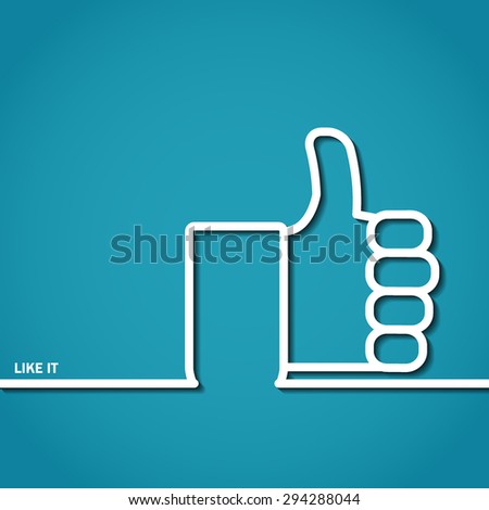 Vector Illustration of Thumb Up Outline for Design, Website, Background, Banner. Logo of Success symbol silhouette Element  social media Template