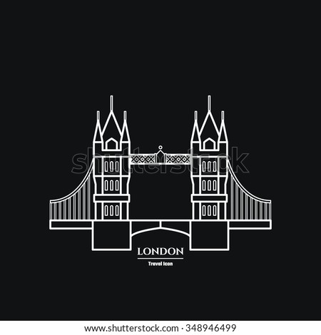 Vector Illustration of Tower bridge Icon Outline for Design, Website, Background, Banner. Travel Britain Landmark silhouette Element Template for Tourism Flyer