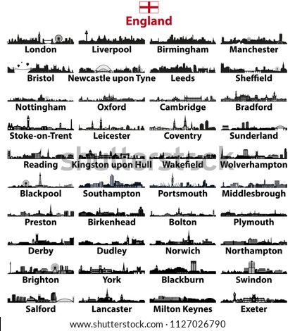 England major cities skylines vector collection