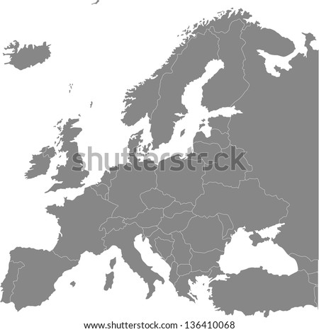 Europe vector political map with state borders