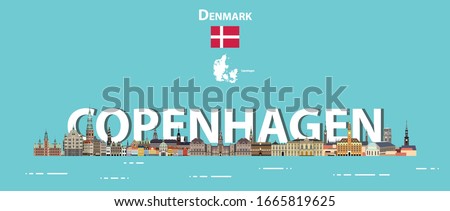 Copenhagen cityscape colorful poster. Vector illustration