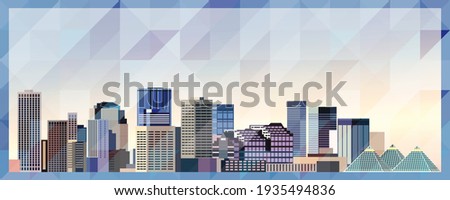 Edmonton skyline vector colorful poster on beautiful triangular texture background