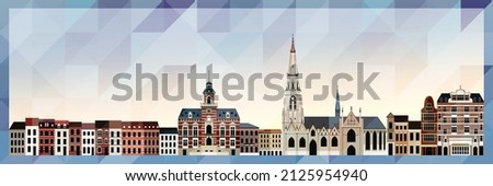 Anderlecht skyline vector colorful poster on beautiful triangular texture background