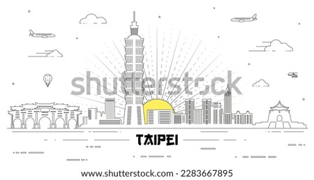 Taipei skyline line art vector illustration