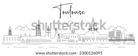 Toulouse skyline line art vector illustration