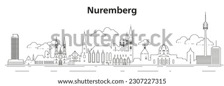 Nuremberg skyline line art vector illustration