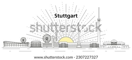 Stuttgart skyline line art vector illustration