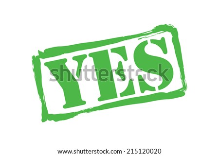 YES green rubber stamp vector over a white background.