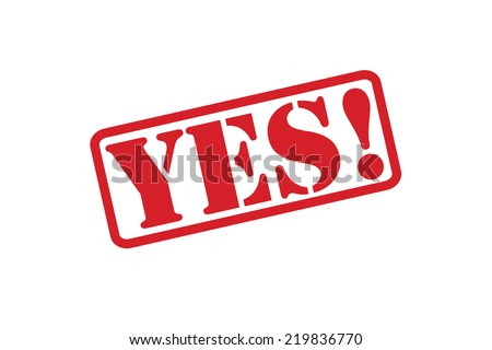 YES! red rubber stamp vector over a white background.