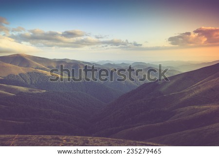 Mountain landscape. Filtered image:cross processed vintage effect.