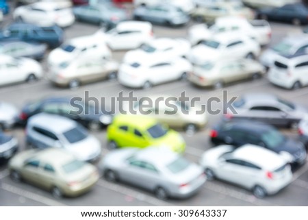 A lot car in cars in parking, blur background