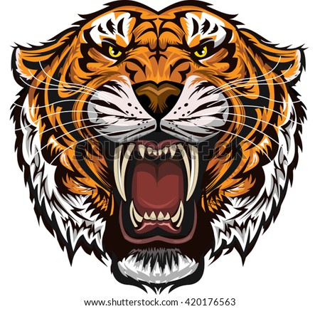 Saber Toothed Tiger Stock Vector Illustration 420176563 : Shutterstock