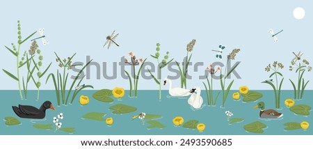 Similar – Image, Stock Photo Swan in water in ICM technique