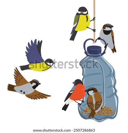 Similar – Image, Stock Photo Plastic waste on bird neck. Ducks and plastic pollution