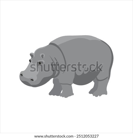 vector drawing animal, hippo, hippopotamus isolated at white background, hand drawn illustration