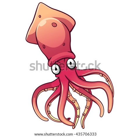Squid Cartoon, Vector Art And Illustration. - 435706333 : Shutterstock