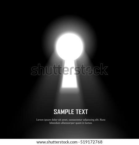 Key hole on black wall with light and shiny glow effect, template for business concept, vector art and illustration.