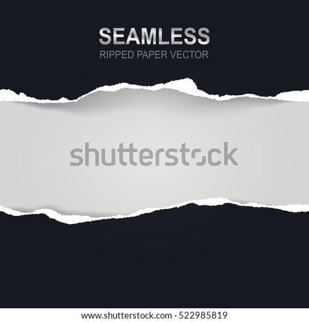 Seamless ripped paper and white background with space for text,  vector art and illustration.