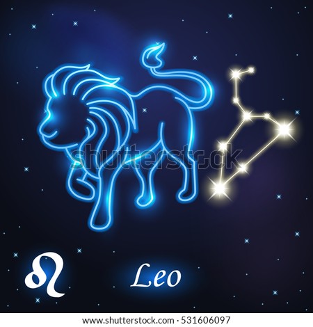 Light symbol of Lion to Leo of zodiac and horoscope concept, vector art and illustration.