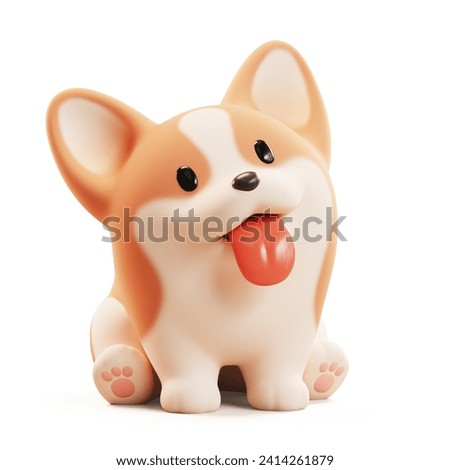 Similar – Image, Stock Photo Cute corgi dog sitting on the floor at home. Corgi dog asking for food from the table and smiling.