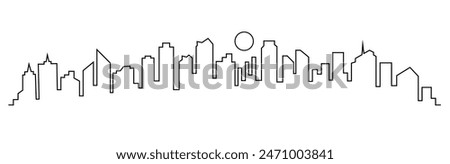 Modern cityscape  one line vector illustration drawing