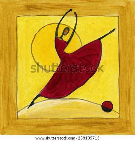 Abstract ballerina dancing in brown frame