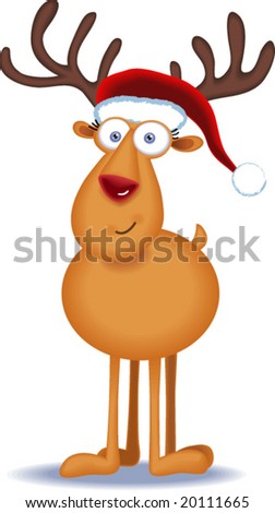 Christmas Reindeer With Santa Hat Stock Vector Illustration 20111665