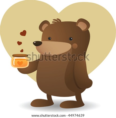 Cute Bear Holding Honey Jar Stock Vector Illustration 44974639 ...