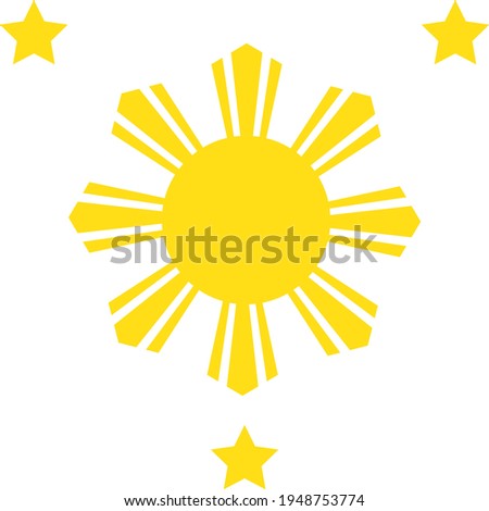 Three stars and a sun vector illustration.