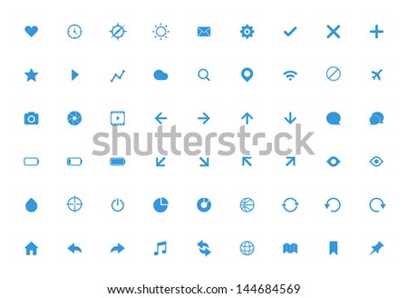 Universal Outline Blue Icons For Web and Mobile