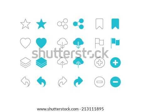 Social icons set in flat and line style