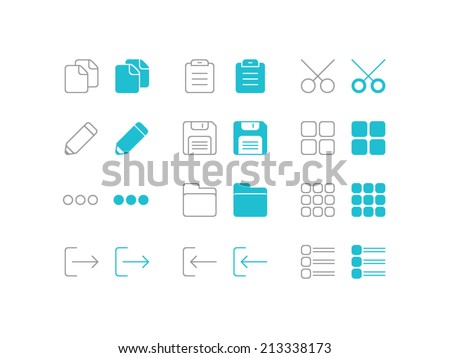Editing and formatting icons set in flat and line style