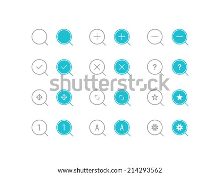Search Icons set. Trendy thin icons for web and mobile. Line and full versions. Normal and enable state