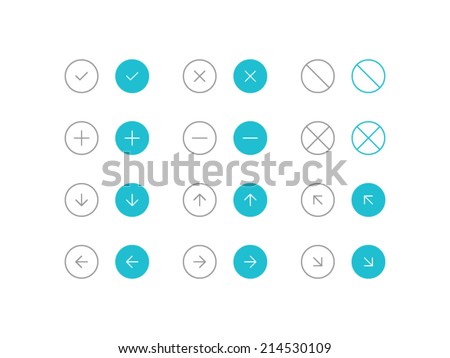 Circled Arrows set in flat and line style